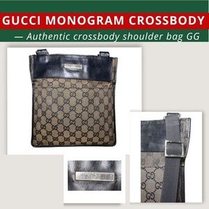 Authentic GUCCI GG Canvas & Leather Shoulder Crossbody Bag Purse Used